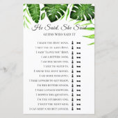 Er sagte, sie sagte Tropical Brautparty Game (Vorderseite)