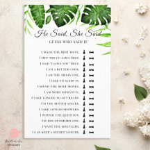 Er sagte, sie sagte Tropical Brautparty Game