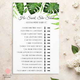 Er sagte, sie sagte Tropical Brautparty Game