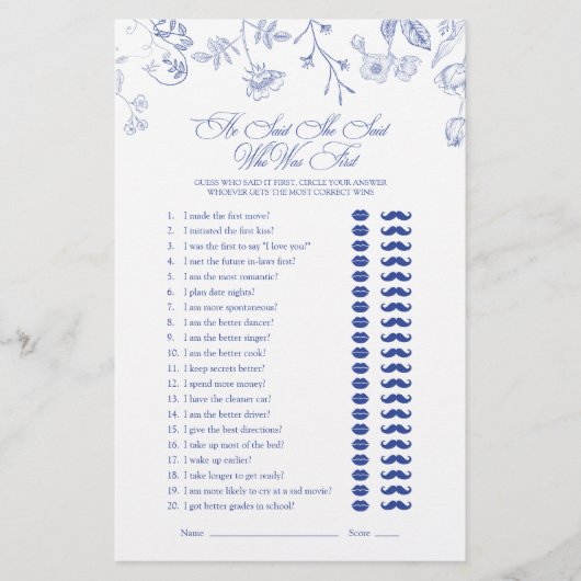 Er sagte, sie sagte Viktorianisches Blumenduschspi (Vorderseite)