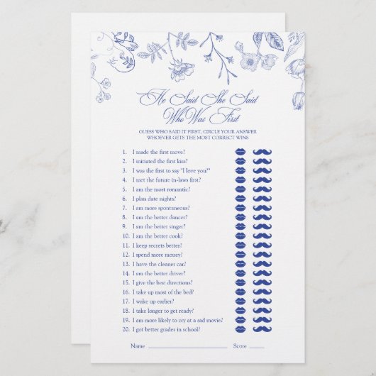 Er sagte, sie sagte Viktorianisches Blumenduschspi (Vorne/Hinten)