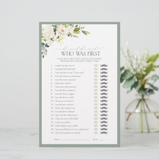 Er sagte, sie sagte, "White Green Brautparty" (Stehend Vorderseite)