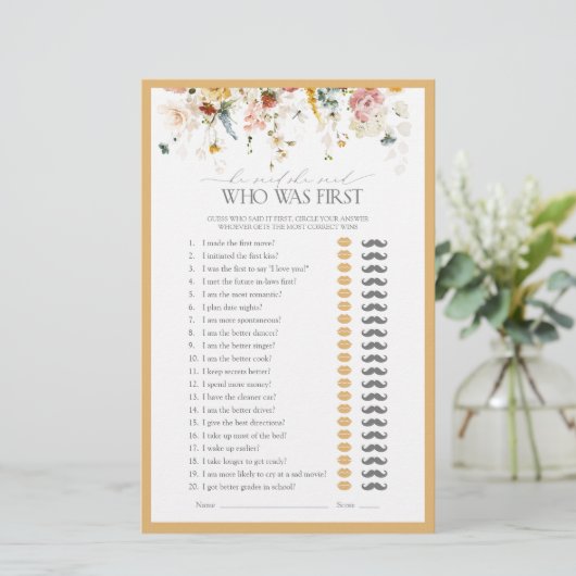 Er sagte, sie sagte Wildblume Brautparty Game (Stehend Vorderseite)