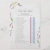 Er sagte, sie sagte Wildblume Brautparty Game (Vorderseite)