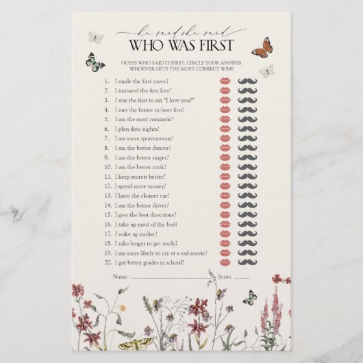 Er sagte, sie sagte, Wildblume Schmetterling Dusch (Vorderseite)