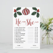 Er sagte, sie sagte Winter Christmas Bridal Game (Stehend Vorderseite)