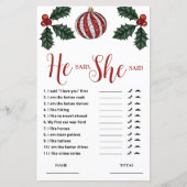 Er sagte, sie sagte Winter Christmas Bridal Game (Vorderseite)