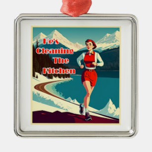 Er säubert den kastenversauten Runner Ornament Aus Metall