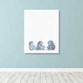 Er schickte die wilden Dinge an Bed - blau Leinwanddruck (Insitu (Holzboden))