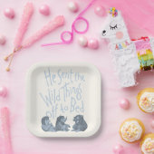 Er schickte die wilden Dinge an Bed - blau Pappteller (Party)