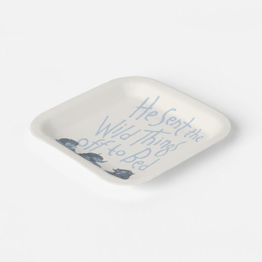 Er schickte die wilden Dinge an Bed - blau Pappteller (Gewinkelt)