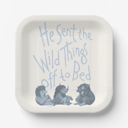 Er schickte die wilden Dinge an Bed - blau Pappteller (Vorderseite)