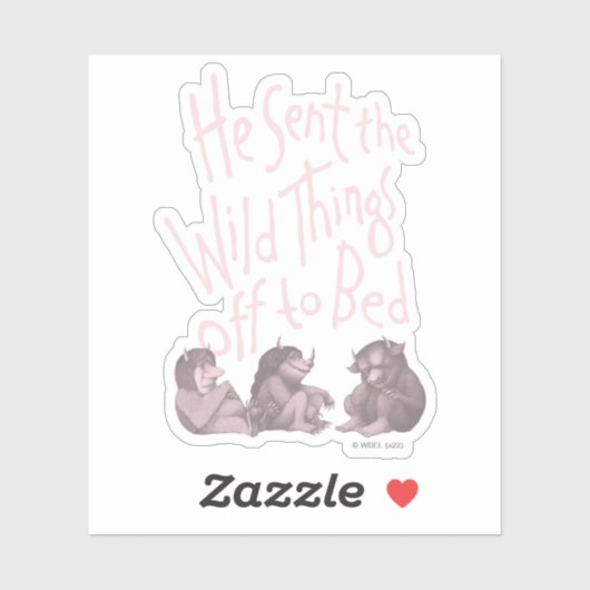 Er schickte die wilden Dinge ins Bett - rosa Aufkleber (Blatt)