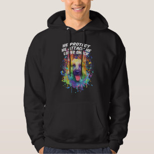 Er schützt Er greift an Er liebt Snack Deutscher S Hoodie