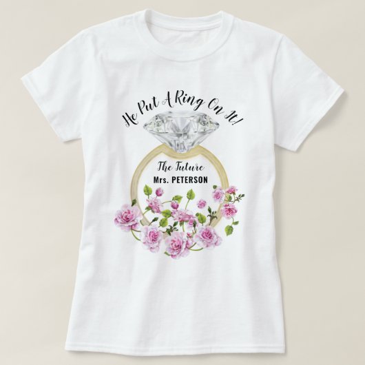 Er setzte einen Ring auf die moderne Diamantflora T-Shirt (Design vorne)
