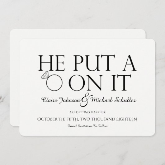 Er setzte einen Ring auf ihn Save the Date Karte (Vorne/Hinten)