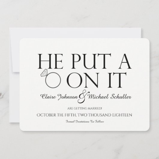 Er setzte einen Ring auf ihn Save the Date Karte (Vorderseite)