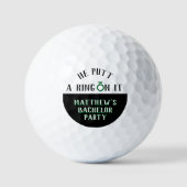 Er setzte einen Ring drauf Golf Junggesellenabschi Golfball (Vorderseite)