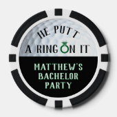 Er setzte einen Ring drauf Golf Junggesellenabschi Pokerchips (Vorderseite)