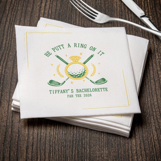 Er setzte ihr einen Ring an Golf Junggesellinnen-A Serviette