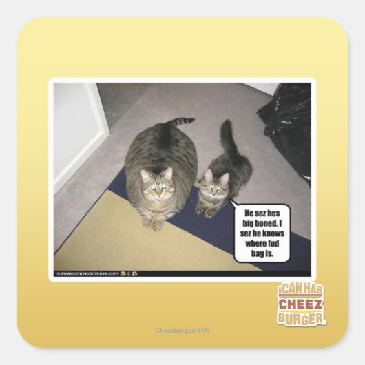 Er sezelt sich total auf. quadratischer aufkleber (Vorderseite)