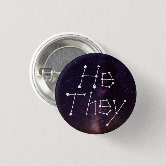 Er/sie Galaxy Starry Night Sky Constellation Pron Button (Vorne & Hinten)