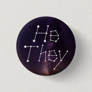 Er/sie Galaxy Starry Night Sky Constellation Pron Button