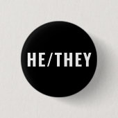 Er sie Geschlecht Pronouns weiß und schwarz einfac Button (Vorderseite)