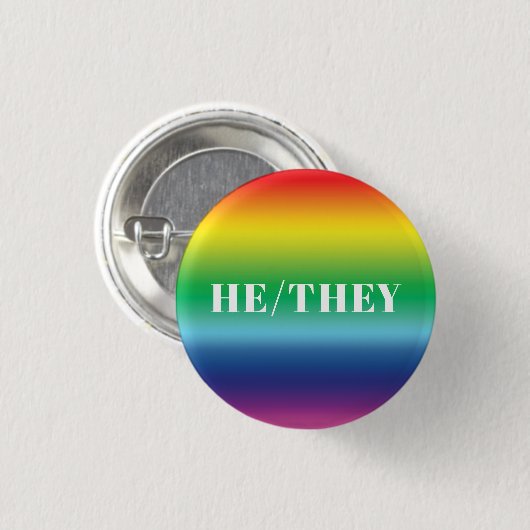 Er Sie Geschlechterpronomen Regenbogen Lgbtq Stolz Button (Vorne & Hinten)