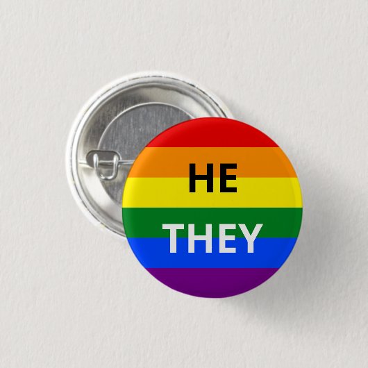 Er/sie Pronoun Rainbow Abzeichen Button (Vorne & Hinten)