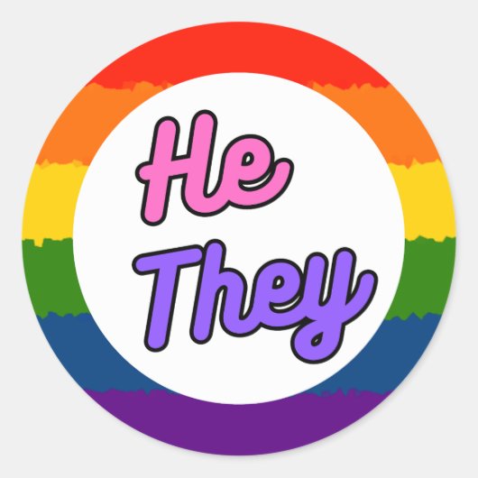 Er sie Pronoun Rainbow Stickers (Vorderseite)