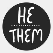 ER/SIE Pronouns Black Handletbook Set von Runder Aufkleber (Vorderseite)