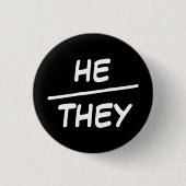 Er/sie Pronouns Black & White Abzeichen Button (Vorderseite)