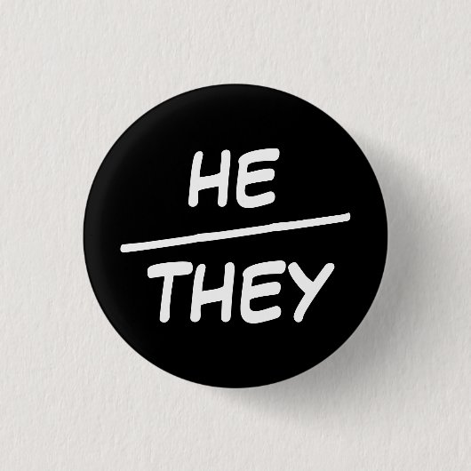 Er/sie Pronouns Black & White Abzeichen Button (Vorderseite)