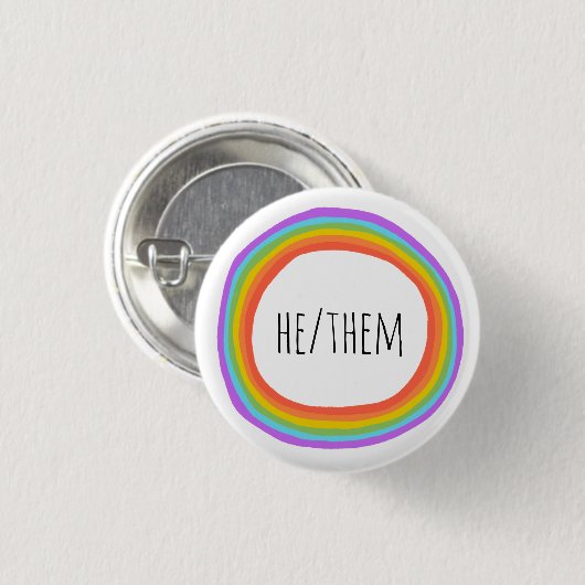 ER/SIE Pronouns Colorful Rainbow Circle Button (Vorne & Hinten)