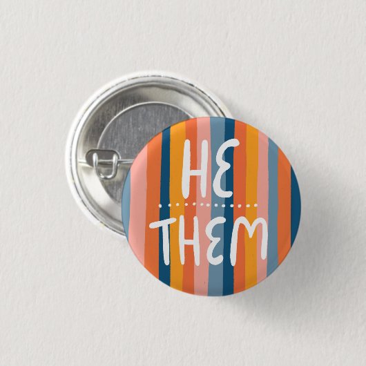 ER/SIE Pronouns farbenfrohe Handschrift Streifen Button (Vorne & Hinten)