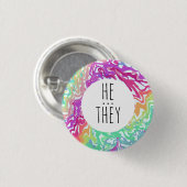 ER/SIE Pronouns farbenfrohe Rainbow-Wirbel CUSTOM Button (Vorne & Hinten)