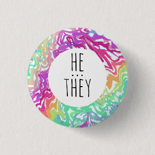 ER/SIE Pronouns farbenfrohe Rainbow-Wirbel CUSTOM Button