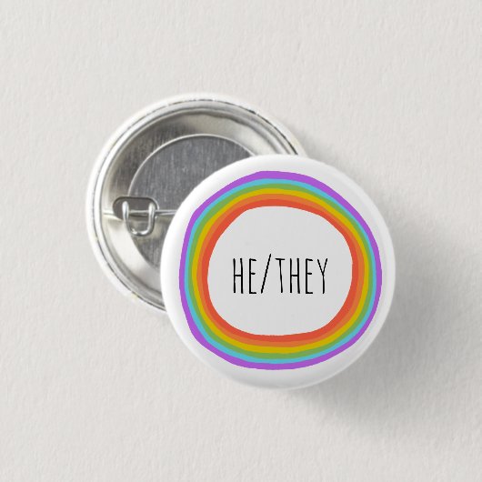ER/SIE Pronouns farbenfroher Regenbogenkreis Button (Vorne & Hinten)
