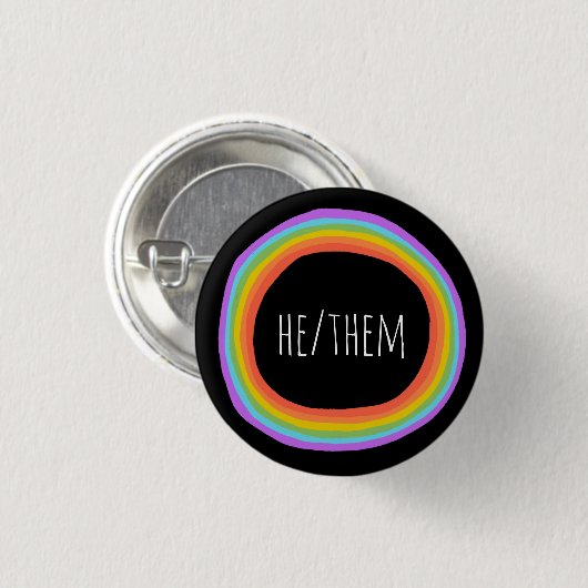 ER/SIE Pronouns farbenfroher Regenbogenkreis Schwa Button (Vorne & Hinten)