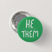 Er/sie Pronouns Green Handlettering Minimal Button (Vorne & Hinten)