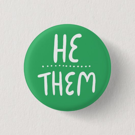 Er/sie Pronouns Green Handlettering Minimal Button (Vorderseite)