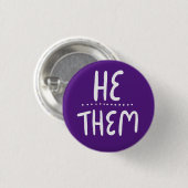 ER/SIE Pronouns Lila Handschrift Minimal Button (Vorne & Hinten)