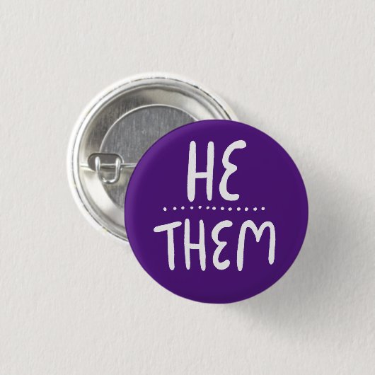 ER/SIE Pronouns Lila Handschrift Minimal Button (Vorne & Hinten)