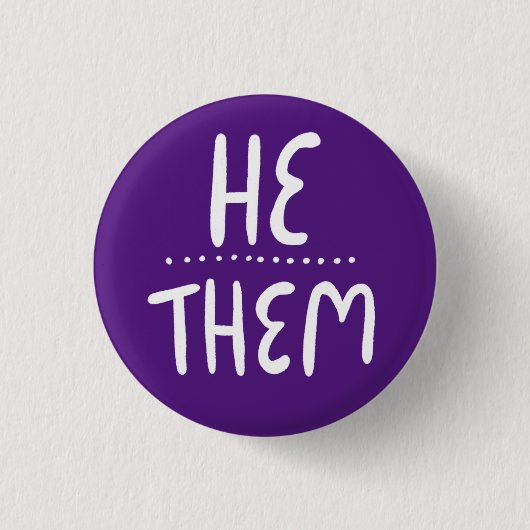ER/SIE Pronouns Lila Handschrift Minimal Button (Vorderseite)