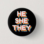 Er/sie Pronouns Rainbow 3D Retro Button (Vorderseite)