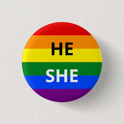 Er/sie Pronouns Rainbow-Abzeichen Button (Vorderseite)