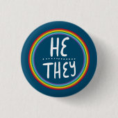 ER/SIE Pronouns Rainbow Handlettered Minimal Button (Vorderseite)