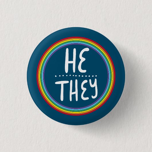 ER/SIE Pronouns Rainbow Handlettered Minimal Button (Vorderseite)