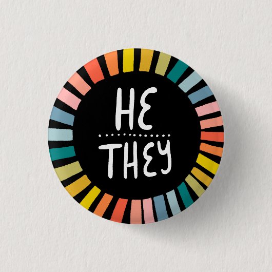 ER / SIE Pronouns Rainbow Handschrift Stolz Button (Vorderseite)